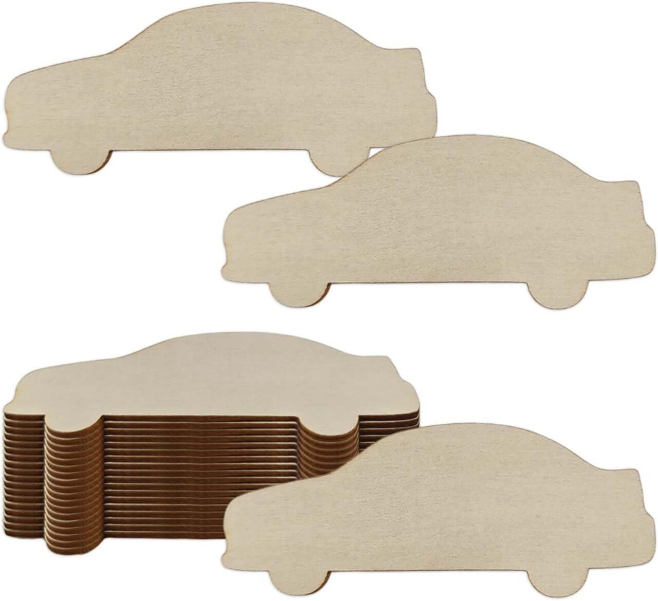 20pcs Wooden Car Shaped Cutouts DIY Crafts Car Unfinished Wood 3.94 x 1.61 x 0.1 inches